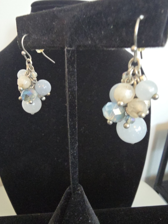 Chico's Jewelry - Chico's Cluster Drop Earrings in Pale Blue and Creamy Beige